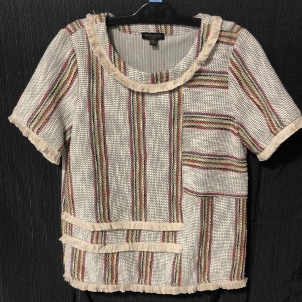 Anthropologie‎ current air woven fringe short sleeve top size xs